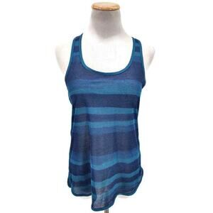 Brooks Drilayer racer back sheer striped athletic tank in size XS Blue